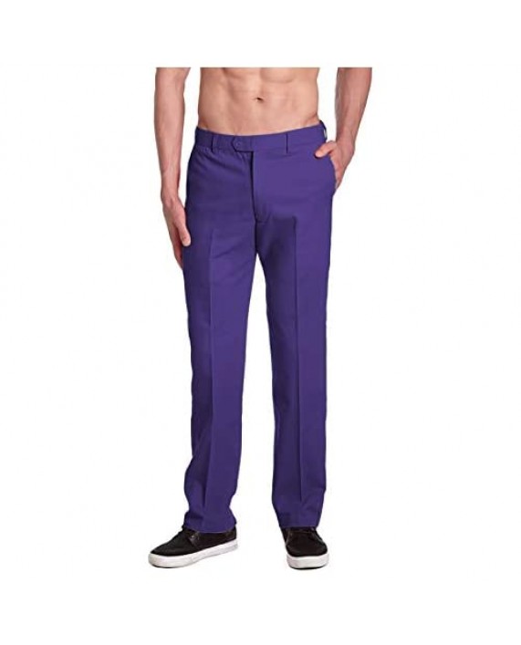 CONCITOR Brand Men's COTTON Dress Pants PURPLE INDIGO Flat Front Mens Trousers