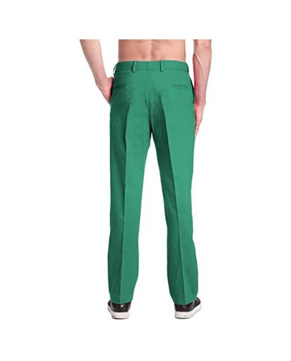 CONCITOR Brand Men's EMERALD GREEN Dress Pants COTTON Flat Front Mens Trousers