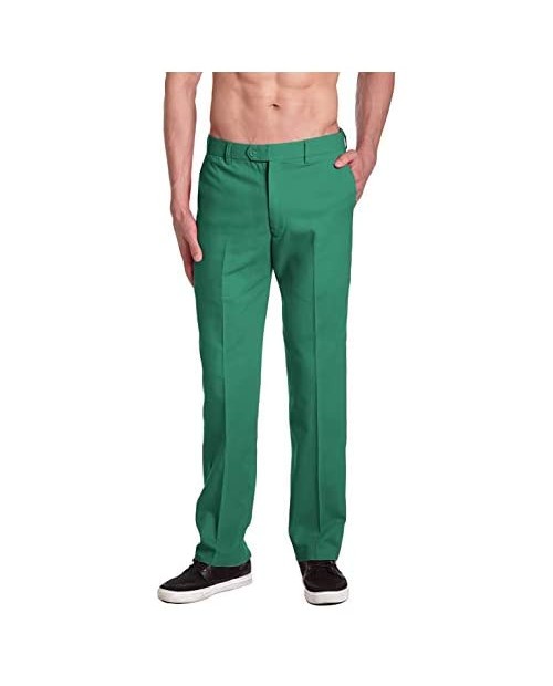 CONCITOR Brand Men's EMERALD GREEN Dress Pants COTTON Flat Front Mens Trousers