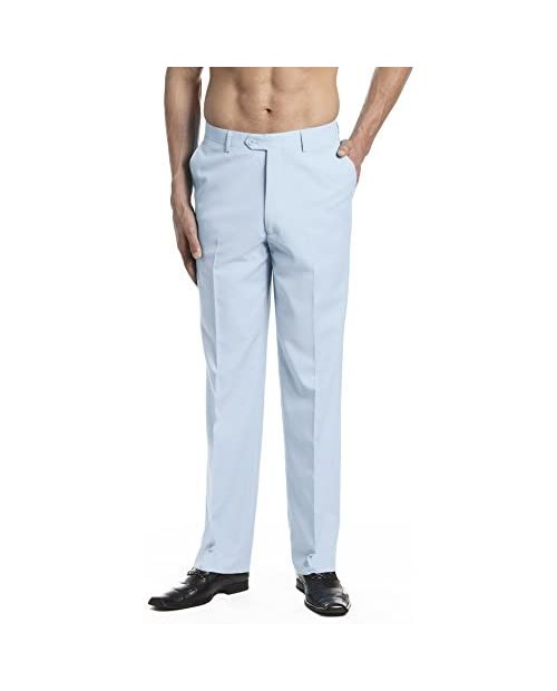 CONCITOR Men's Dress Pants Trousers Flat Front Slacks Solid BABY BLUE Color