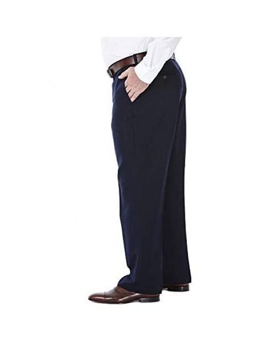 Haggar Men's Big and Tall Big & Tall Cool Gabardine Expandable-Waist Plain-Front Pant