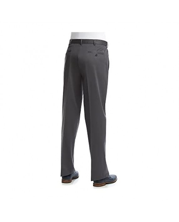 Haggar Men's Classic Fit Flat-Front Hidden Expandable Waistband Premium No Iron Khaki 44W x 29L - Dark Grey