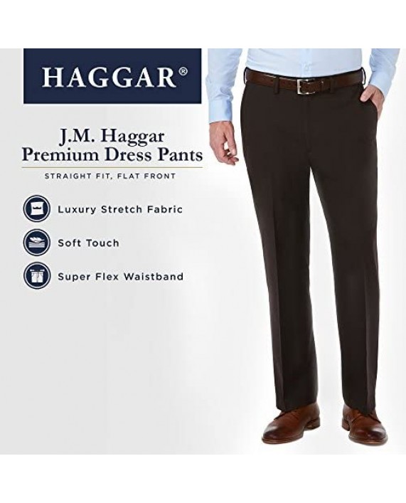Haggar Men's Jm Sharkskin Superflex Waist Straight Fit Dress Pant