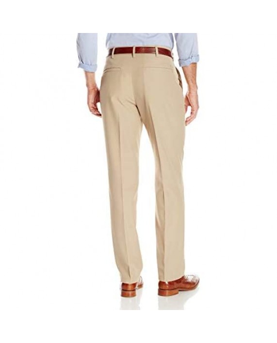 Haggar Men's Performance Micro Solid Gabardine Straight-Fit Plain-Front Dress Pant