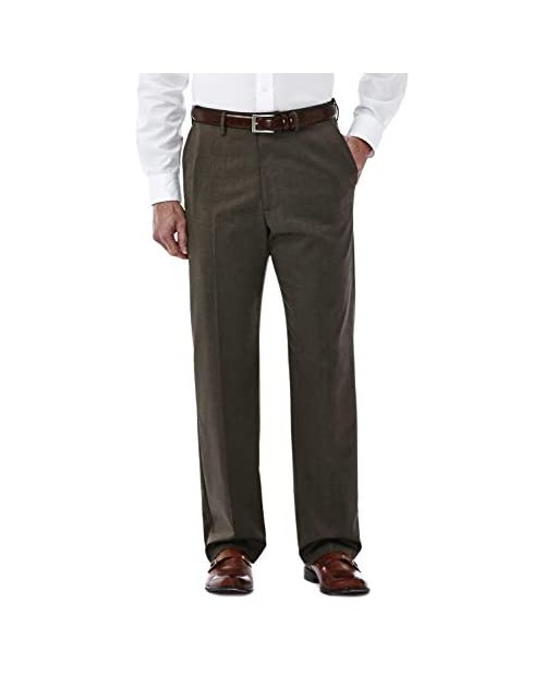 Haggar Men's Premium Stretch Solid Gabardine Expandable Waist Plain Front Dress Pant