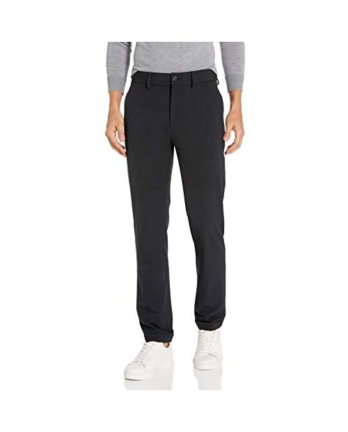 Kenneth Cole REACTION Men's Stretch Solid Drawstring Slim Fit Flat Front Flex Waistband Dress Pant