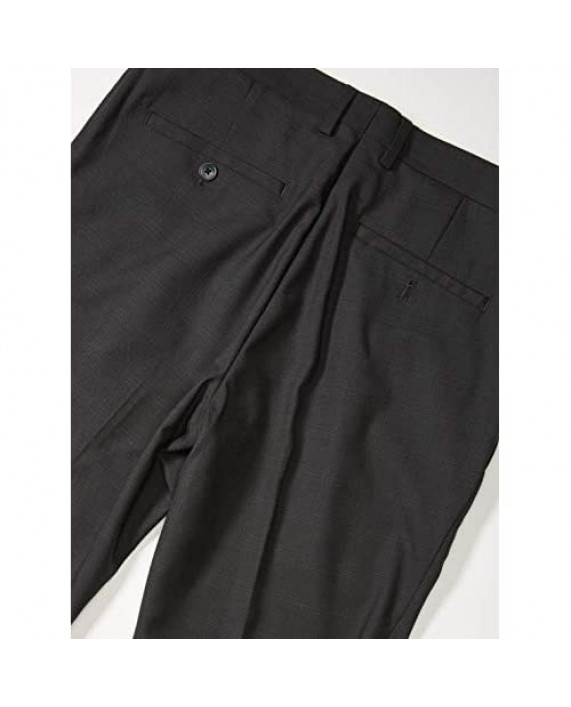 Kenneth Cole REACTION Men's Stretch Tonal Plaid Slim Fit Flat Front Flex Waistband Dress Pant