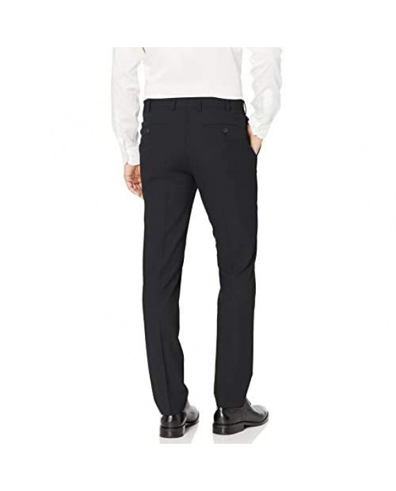 Louis Raphael Men's Slim Fit Flat Front Stretch Stria Solid Dress Pant