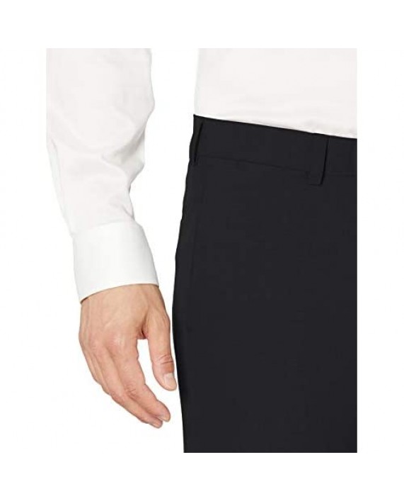 Louis Raphael Men's Slim Fit Flat Front Stretch Stria Solid Dress Pant