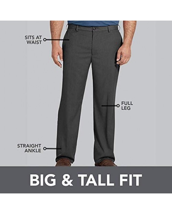 Van Heusen Men's Big and Tall Traveler Stretch Flat Front Dress Pant Charcoal 48W x 32L