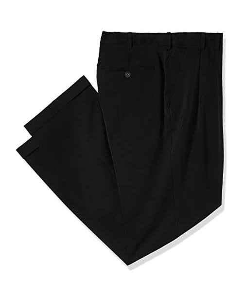 Van Heusen Men's Big and Tall Traveler Stretch Pleated Dress Pant Black 40W x 36L
