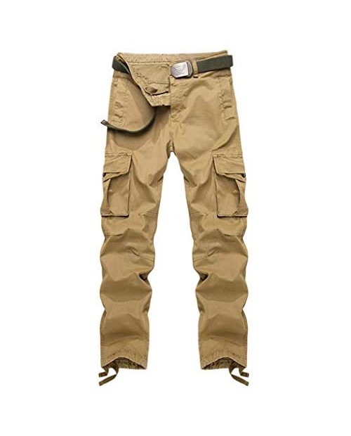 AKARMY Men's Casual Relaxed Fit Cargo Pants Hiking Trousers Twill Combat Pants