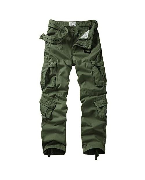 AKARMY Men's Rip-Stop Casual Cargo Pants Multi-Pocket Military Tactical Pants Work Relaxed Fit Combat Trousers