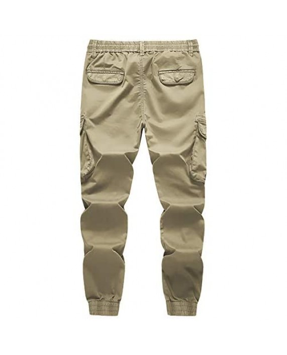 DOBOLY Men’s Cargo Pants Zipper Pockets Athletic Pants Elastic Waist Casual Jogger Pants