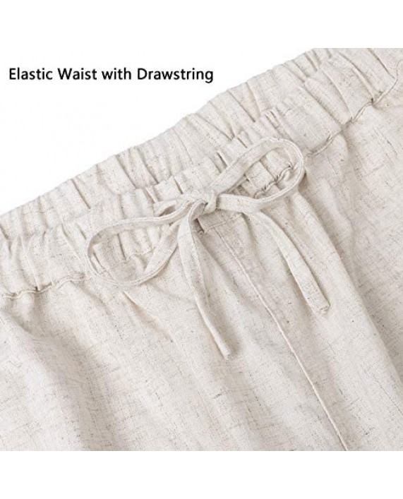 Fashonal Linen Pants for Men Yoga Beach Drawstring Cotton Pant