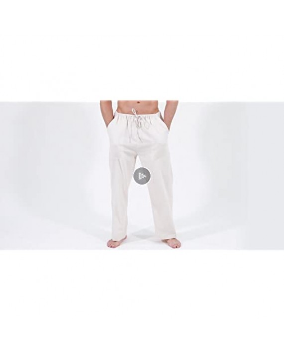 Fashonal Linen Pants for Men Yoga Beach Drawstring Cotton Pant