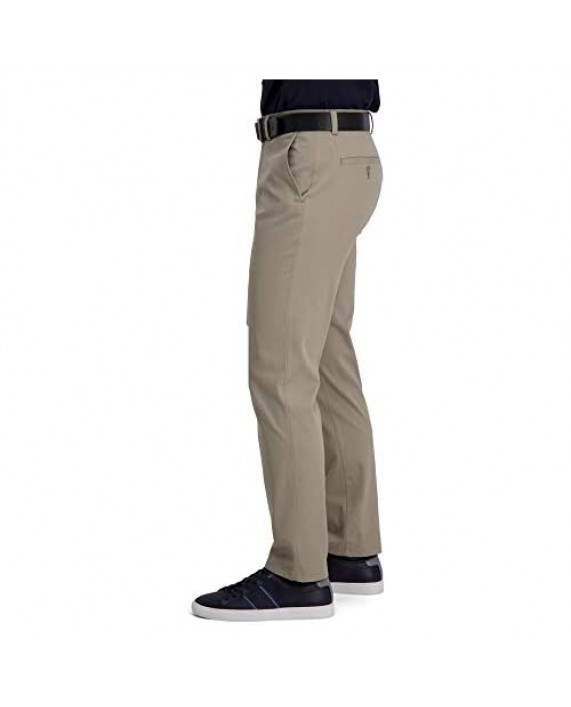Haggar Men's Motion Khaki Slim-Straight Fit Active Flex Flat Front Pant
