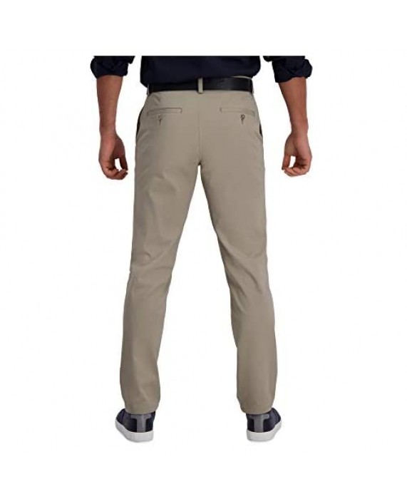 Haggar Men's Motion Khaki Slim-Straight Fit Active Flex Flat Front Pant