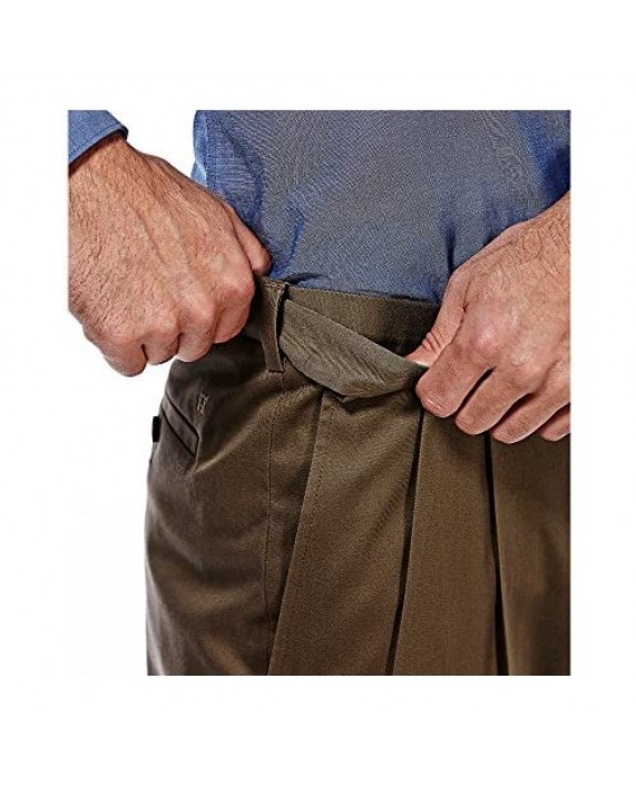 Haggar Men's Premium No-Iron Classic-fit Expandable-Waist Pleat-Front Pant
