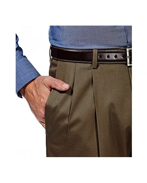 Haggar Men's Premium No-Iron Classic-fit Expandable-Waist Pleat-Front Pant