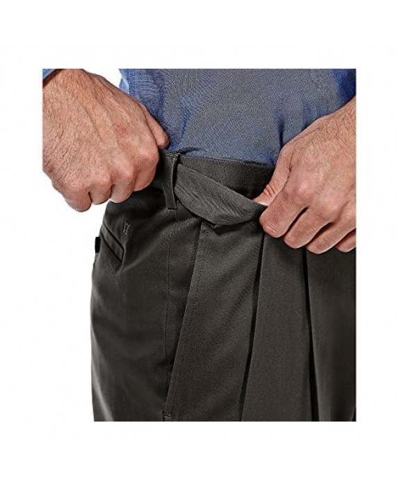 Haggar Men's Premium No Iron Classic Fit Expandable Waist Pleat Front Pant Dark Grey 44x29