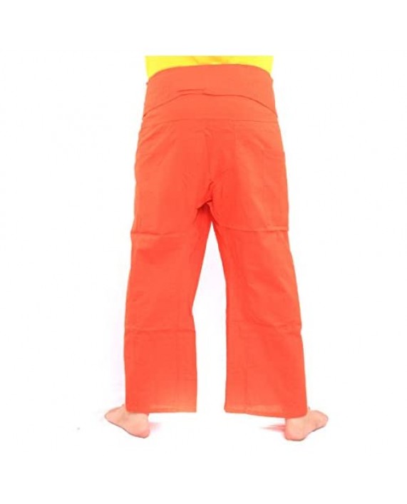 jing shop Men's Thai Fisherman Pants Solid Color with One Side Pocket