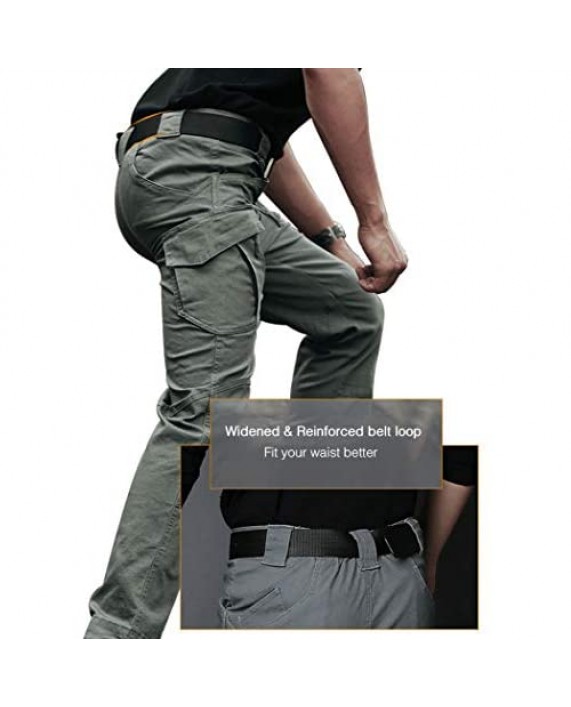 Les umes Mens Cargo Pants Military Tactical Trail Ripstop Combat Work Trousers Hiking Outdoor Pants