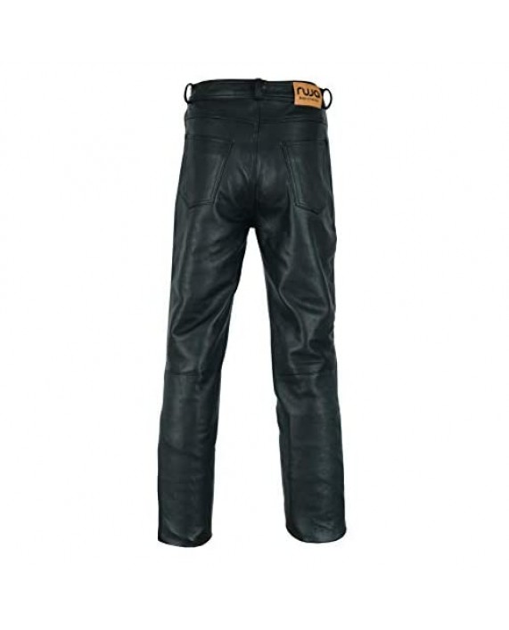 Ruja Mens Genuine Leather Black Pants