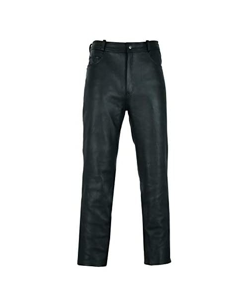Ruja Mens Genuine Leather Black Pants