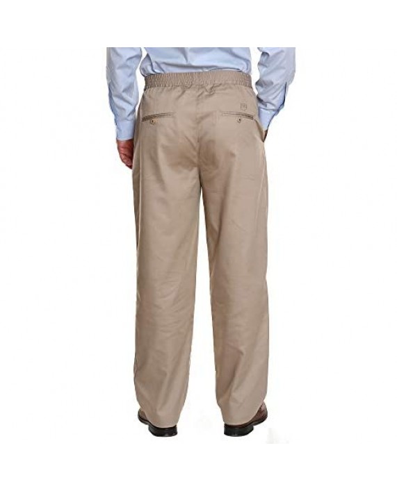 Ruxford Mens Elastic Waist Pants no Zipper | Pull on Pants & Casual Dress Slacks