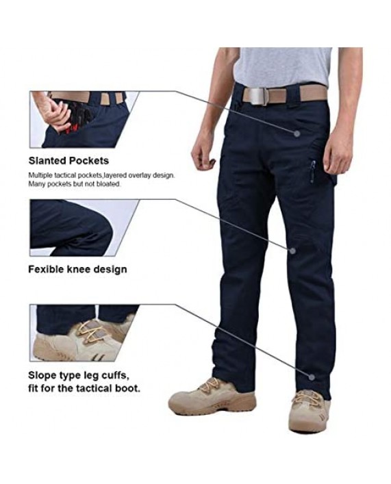 Susclude Men's Outdoor Cargo Work Trousers Military Tactical Pants Ripstop Assault Combat Trousers Hiking Pants Men