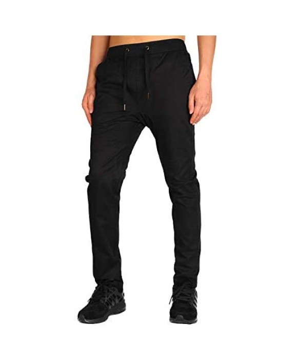 THE AWOKEN Men's Chino Pants Stretch Twill Jogger Without The Elastic Cuffs