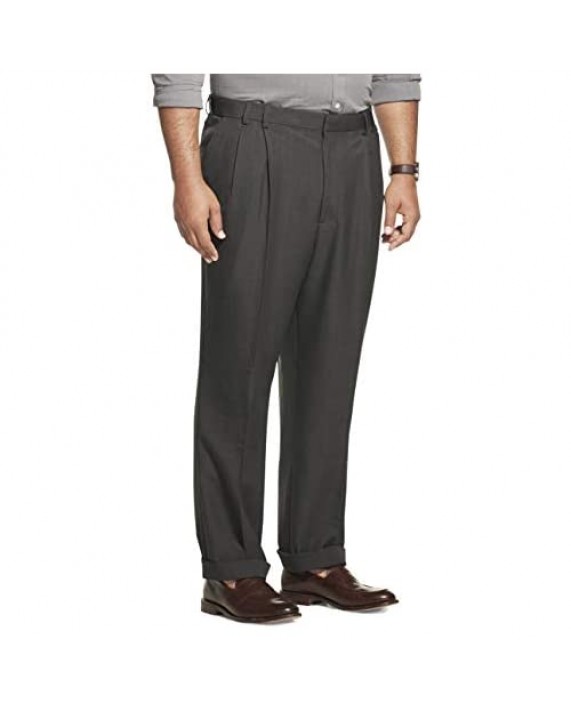 Van Heusen Men's Big & Tall Cuffed Crosshatch Pant Grey 40W x 34L