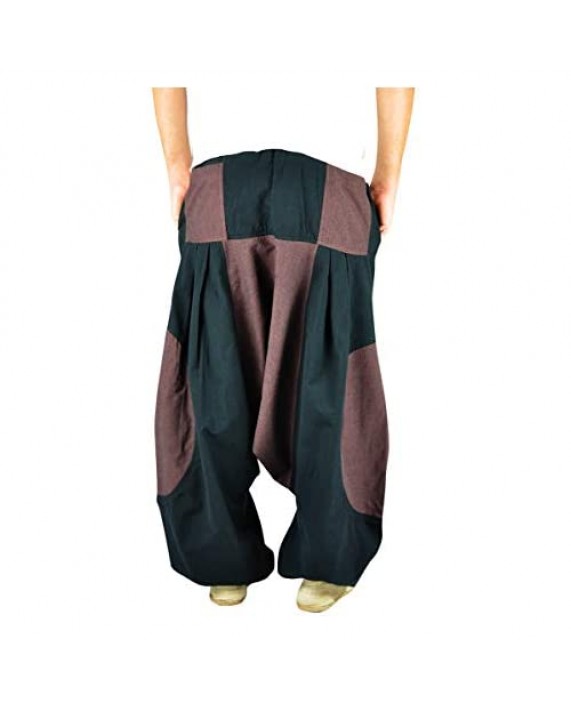 virblatt - Harem Pants for Men & Women | 100% Cotton | Patchwork Pants Drop Crotch Parachute Hippie Pants Aladdin Indie