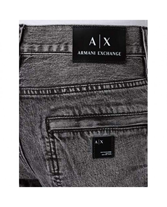 AX Armani Exchange Men's Moto Dark Grey Wash Denim