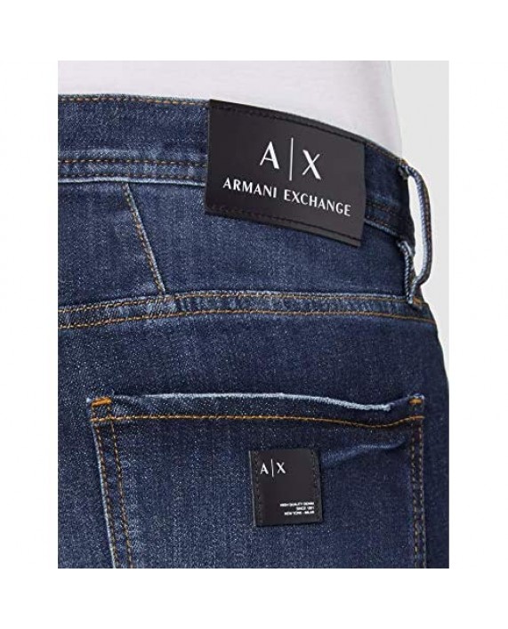 AX Armani Exchange Men's Straight Leg Medium Blue Wash Denim