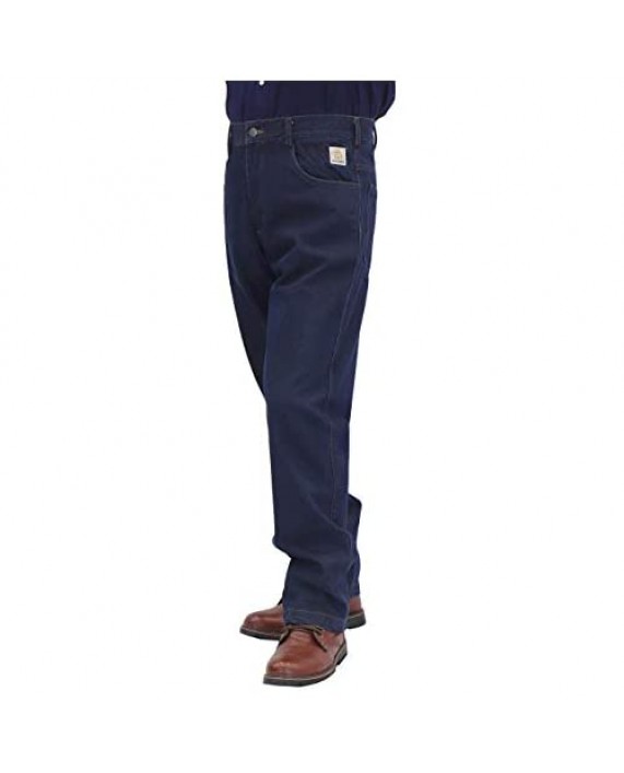 BOCOMAL Men's FR Jeans Flame Resistant Pants Low Rise 11oz Blue Denim Fire Retardant Jeans