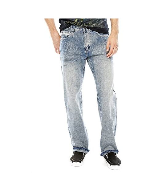 Ecko Unltd. Men's Loose Fit 5 Pocket Long Bottom Denim Jean