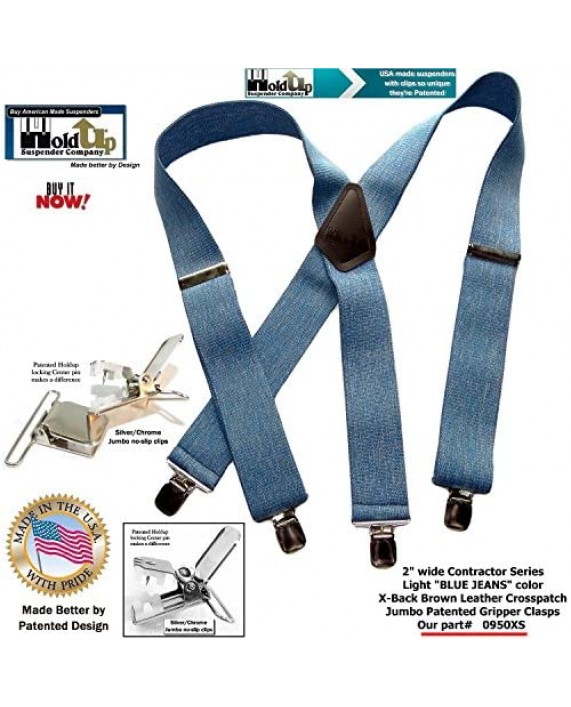 Holdup Contractor Series 2 X-back Work Suspenders with Patented No-slip Clips