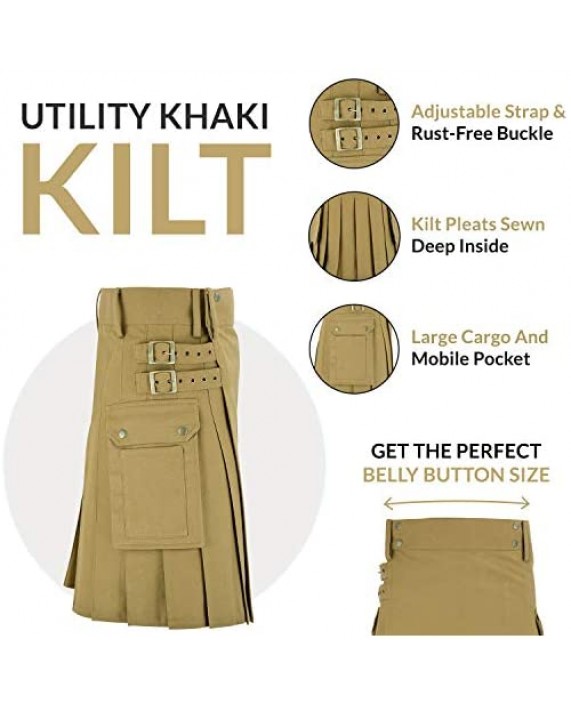 MajesticUSA ''The Utility'' Scottish Kilt Mens Traditional Wedding Kilts Denim Jeans - Bonus Kilt Flashes