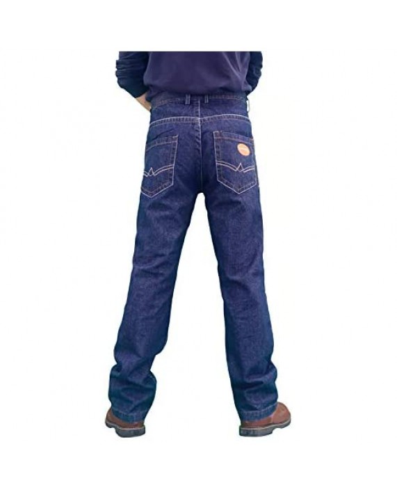 TICOMELA FR Pants for Men Flame Resistant Pants CAT2 11.5oz 100% Cotton Blue Denim Fire Retardnat Jeans