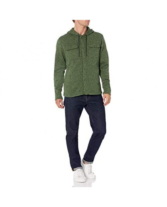 Brand - Goodthreads Men's Sweater-Knit Fleece Long-Sleeve Shirt Jacket with Hood