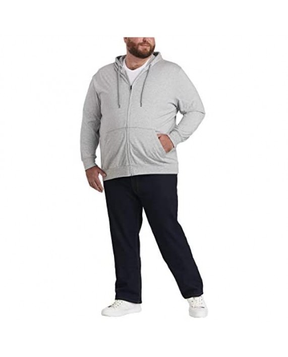 Essentials Men's Standard Big & Tall Lightweight Jersey Full-Zip Hoodie fit by DXL