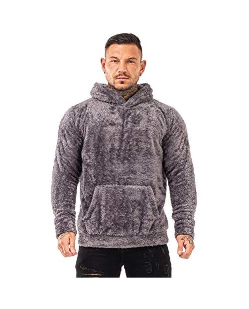 GINGTTO Men's Fuzzy Sherpa Lined Sweatshirt Fashion Pullover Fleece Hoodies