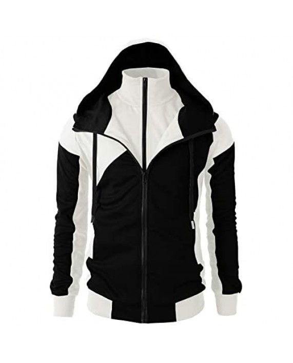H2H Mens Casual Slim Fit Hoodie Active Zip-up Jackets with Pockets