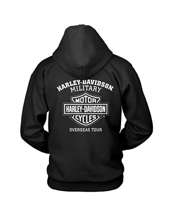 Harley-Davidson Military - Men's Black Skull Graphic Pullover Hoodie - Overseas Tour | Handmade Willie