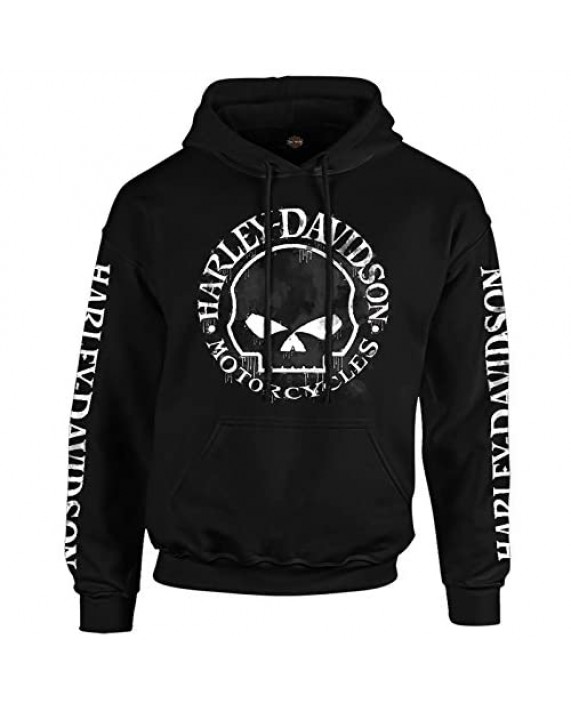 Harley-Davidson Military - Men's Black Skull Graphic Pullover Hoodie - Overseas Tour | Handmade Willie