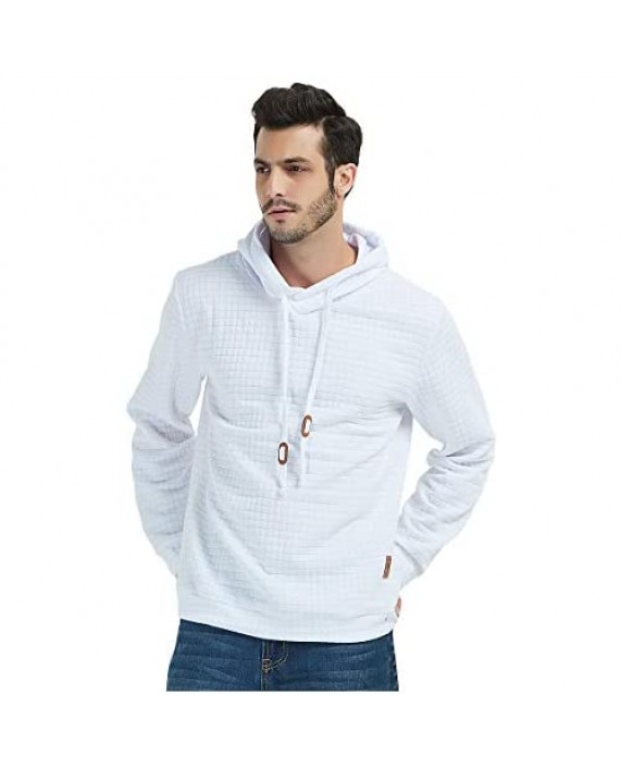 Haseil Men's Pullover Sweatshirt Drawstring Long Sleeve Casual Hooded Solid Plaid Hoodies