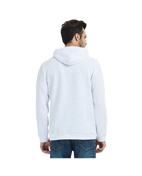Haseil Men's Pullover Sweatshirt Drawstring Long Sleeve Casual Hooded Solid Plaid Hoodies