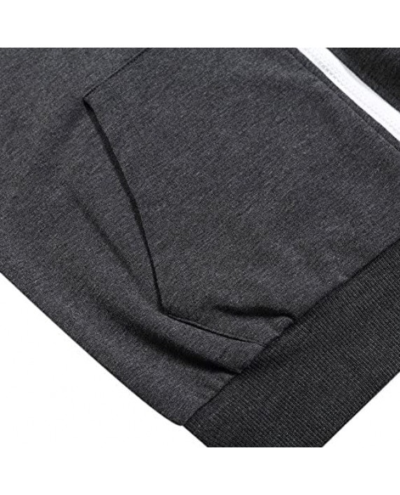 KUULEE Men's Casual Fit Long Sleeve Lightweight Zip Up Pullover Hoodie Sweatshirt with Kanga Pocket
